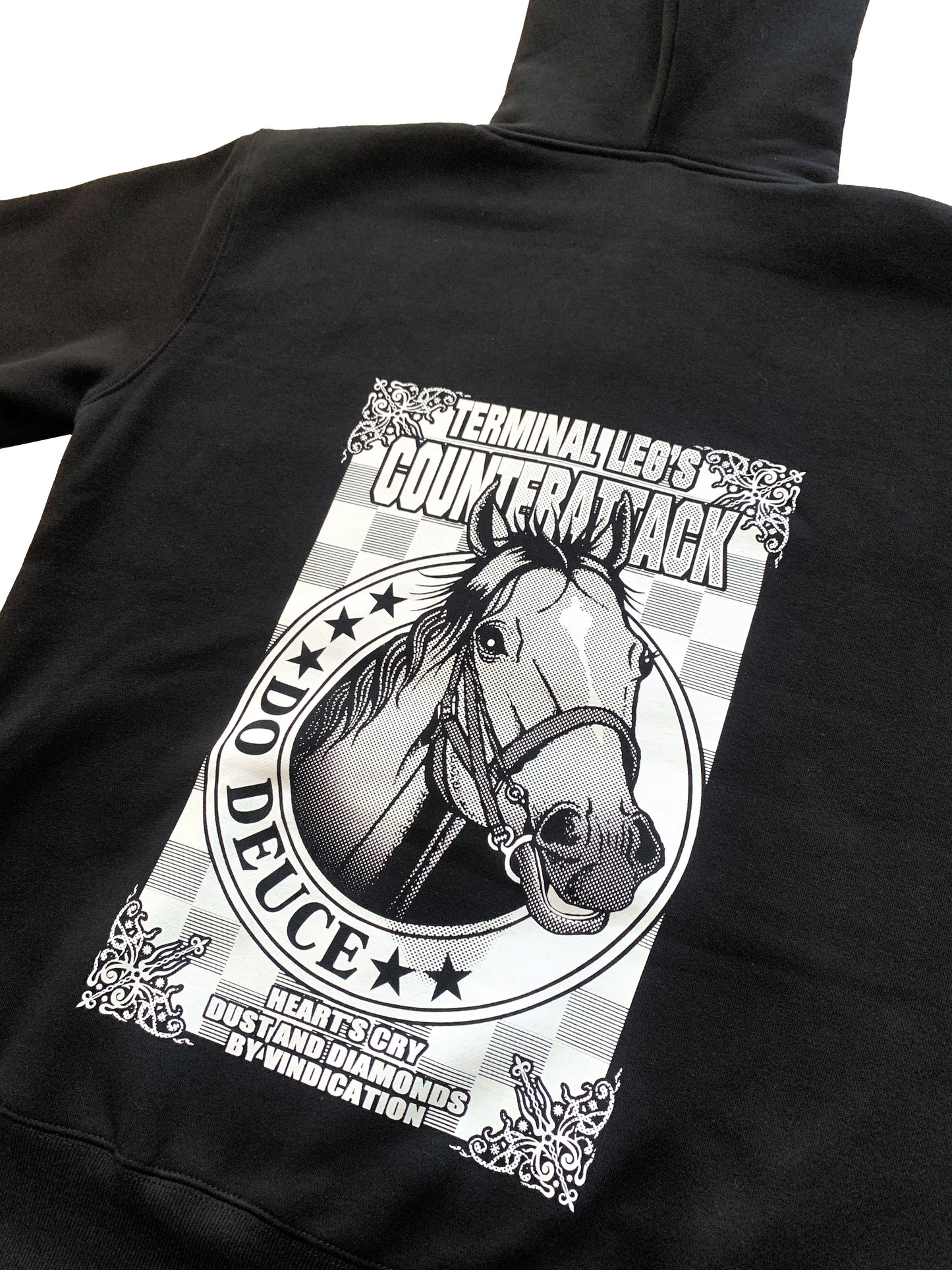 LEGEND HORSEシリーズ第11弾 ドウデュースフルジップパーカー(裏起毛)「イラスト」|ブラック