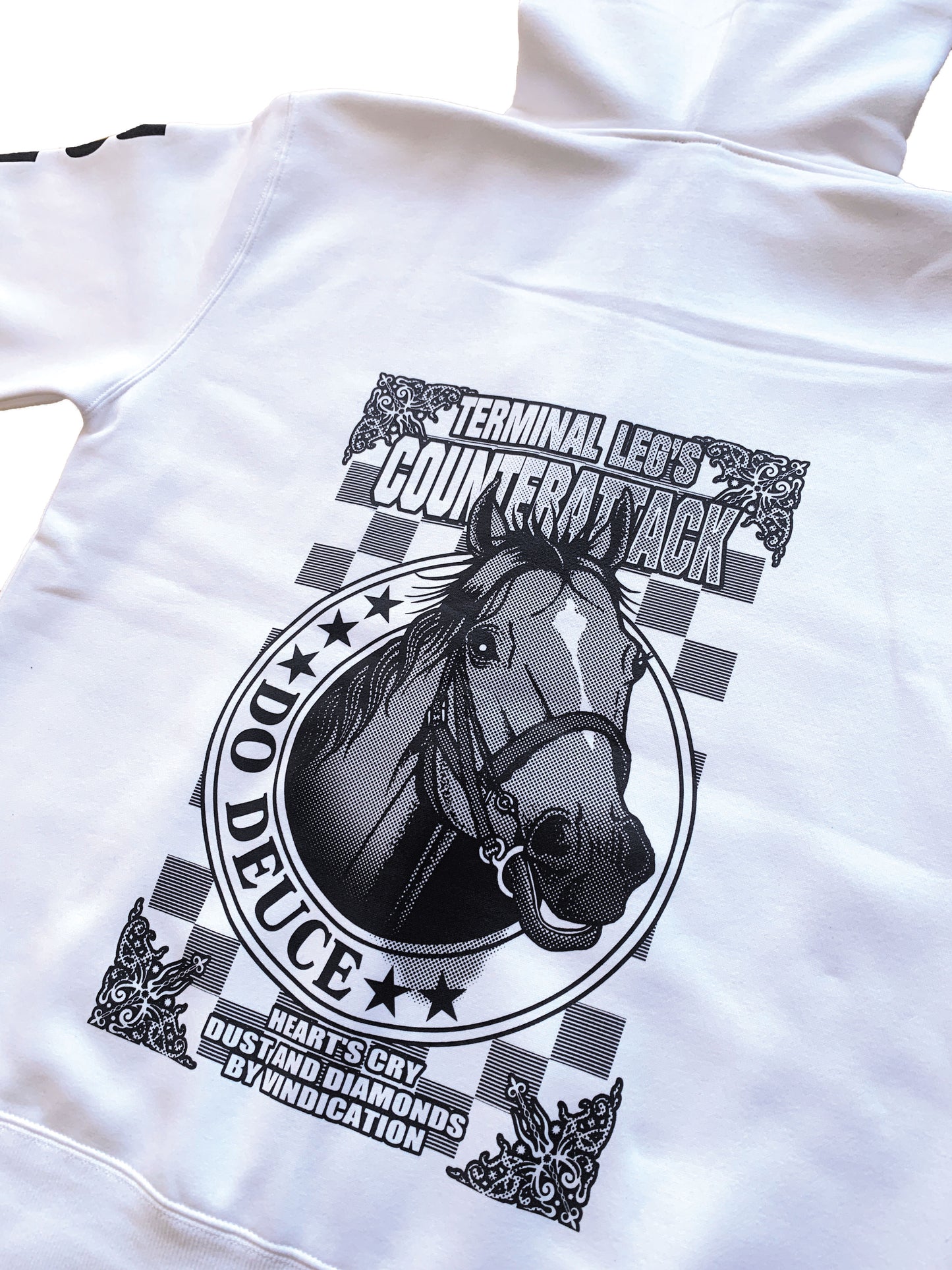 LEGEND HORSEシリーズ第11弾 ドウデュースフルジップパーカー(裏起毛)「イラスト」|ホワイト